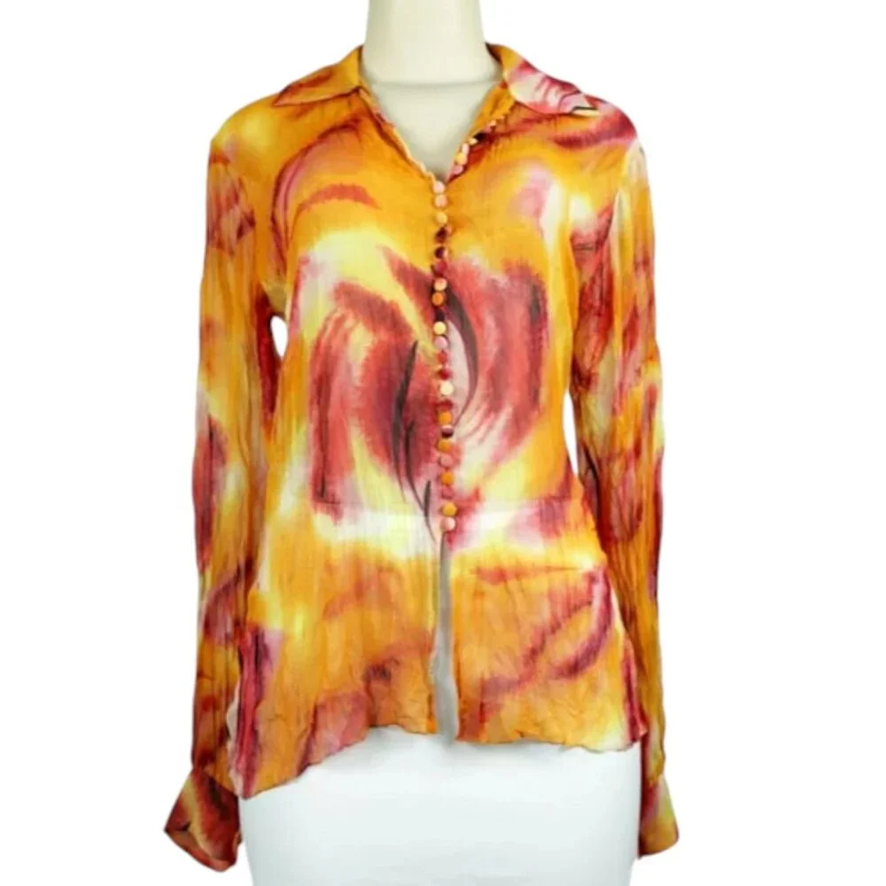 CHRISTIAN DIOR Abstract Sheer Blouse - Picture 1 of 5